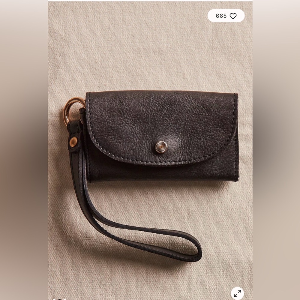 Free people Leather Bag Lanyard. NWT. Black